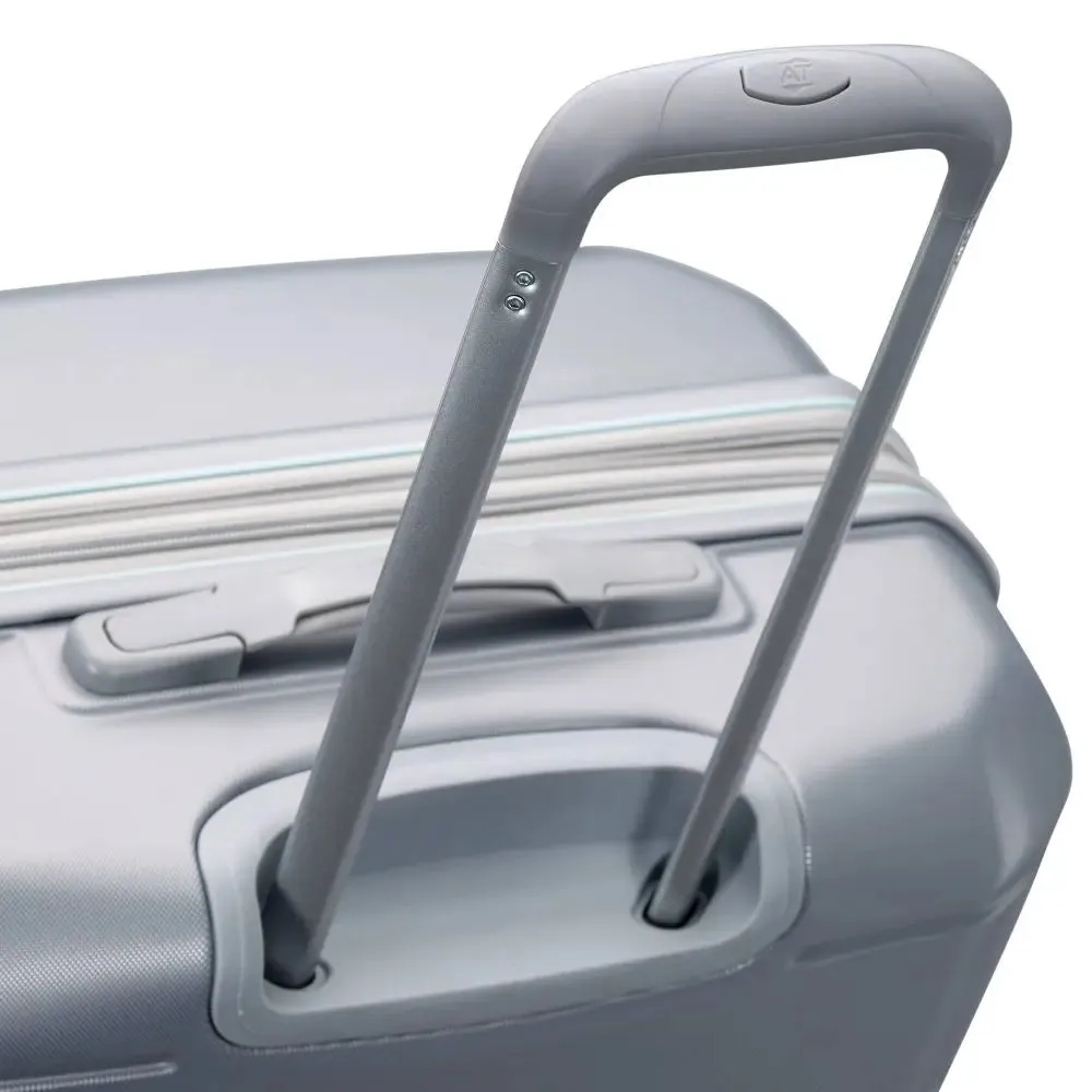 American Tourister Carry On Luggage Suitcase Hardside Spinner Zip, Silver