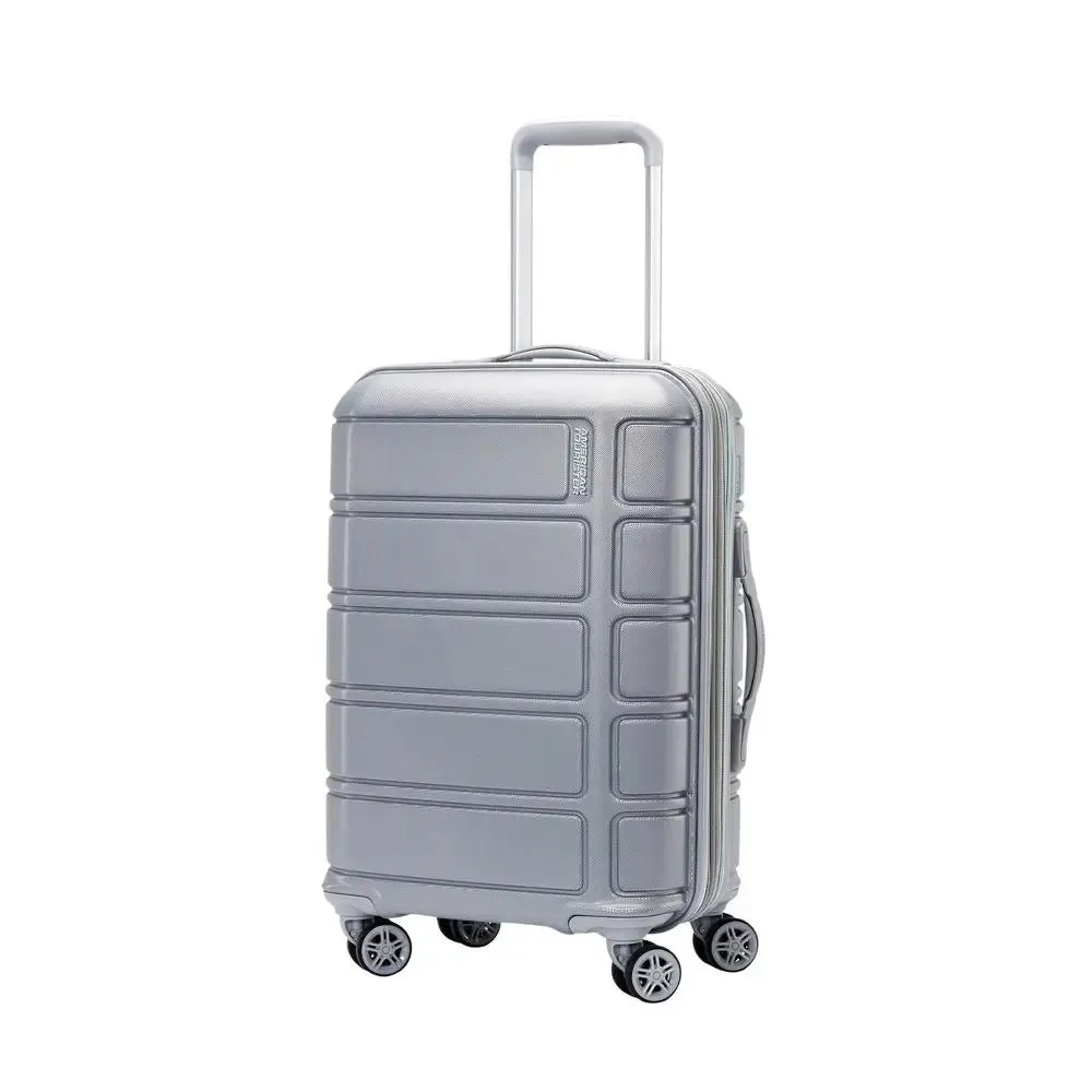 American Tourister Carry On Luggage Suitcase Hardside Spinner Zip, Silver