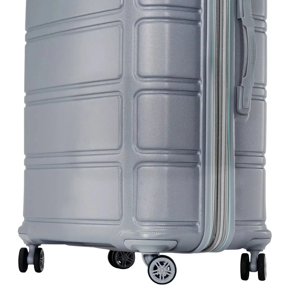 American Tourister Carry On Luggage Suitcase Hardside Spinner Zip, Silver