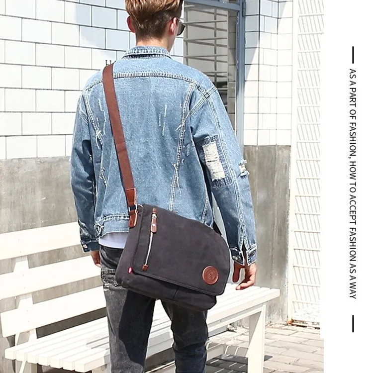 AUGUR 8501 Men Casual Canvas Shoulder Messenger Crossby Bag(Black)