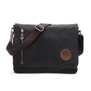 AUGUR 8501 Men Casual Canvas Shoulder Messenger Crossby Bag(Black)