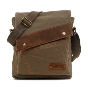 AUGUR 9088 Retro Vertical Style Canvas Shoulder Messenger Crossby Bag(Army Green)