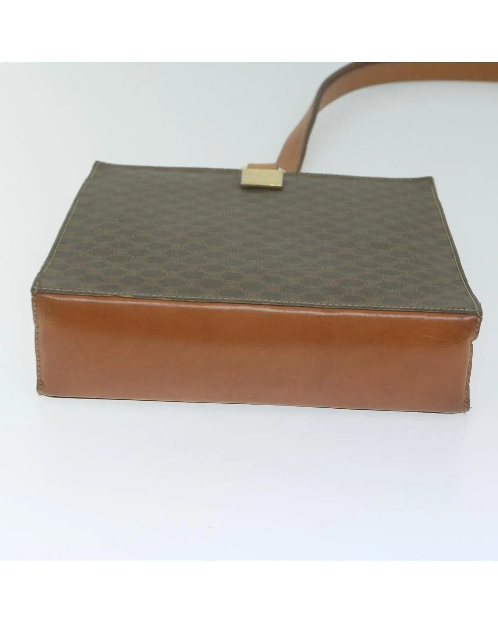 Authentic Celine Canvas Shoulder Bag with Leather Accents