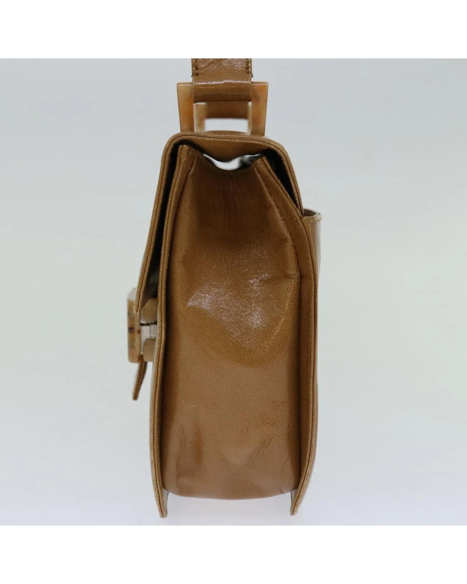 Beige Leather Shoulder Bag by Prada