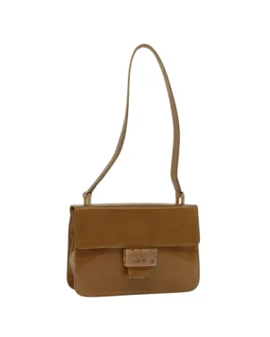 Beige Leather Shoulder Bag by Prada