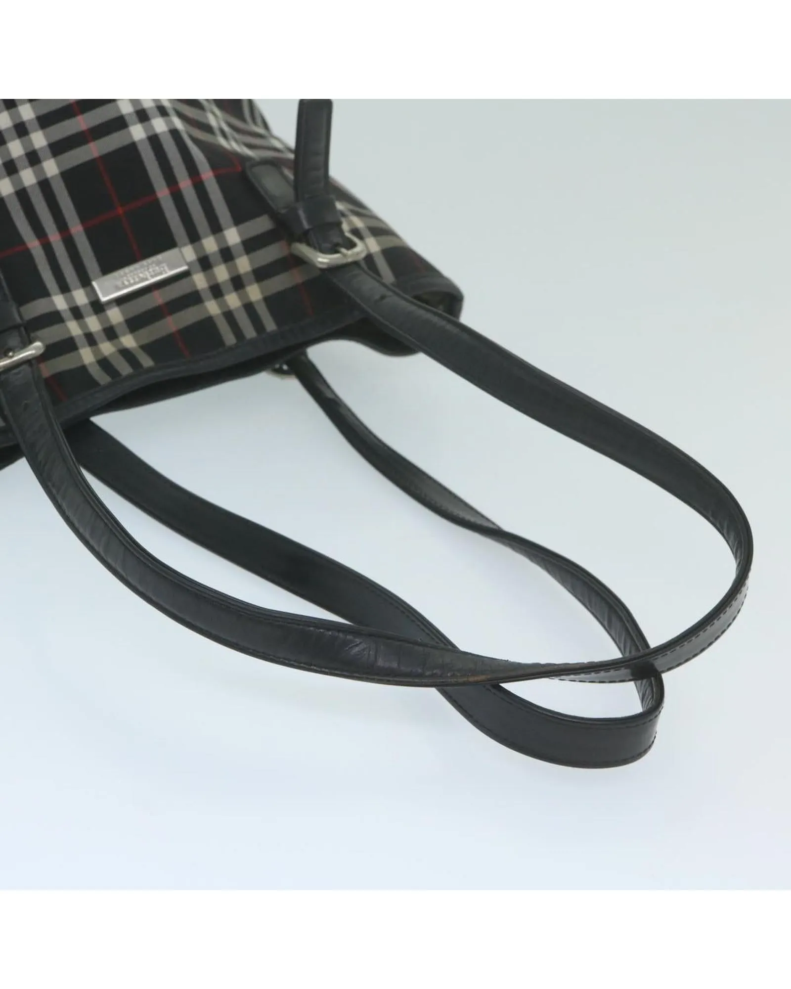 Black Nylon Shoulder Bag with Burberrys Nova Check Pattern