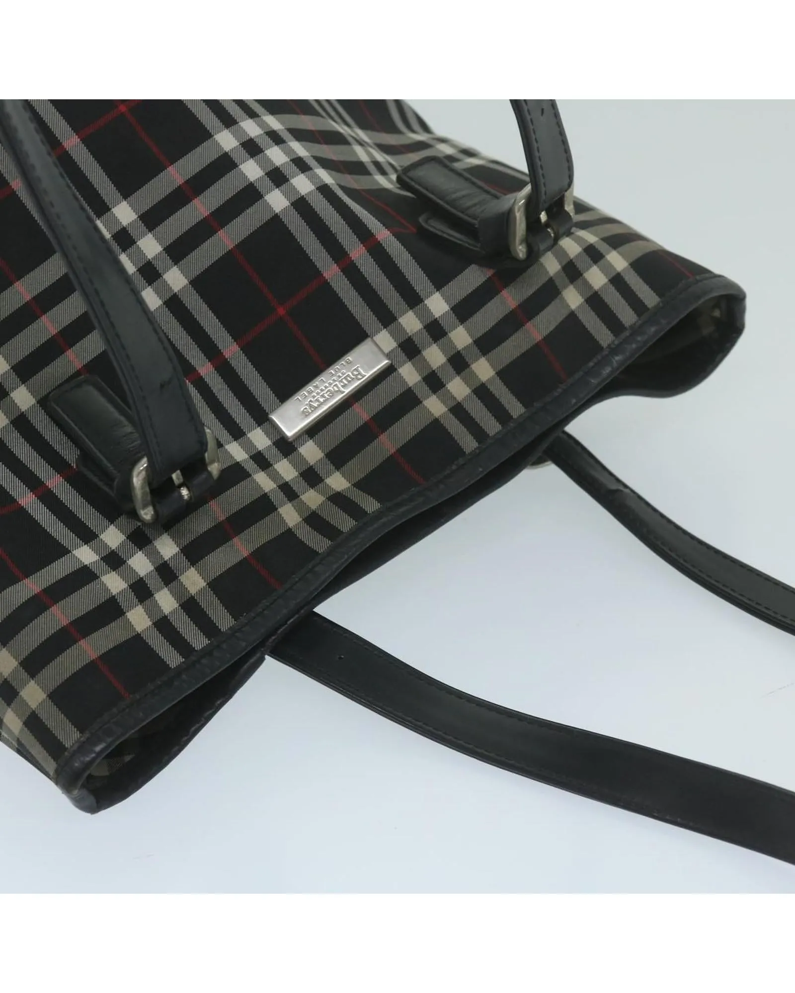 Black Nylon Shoulder Bag with Burberrys Nova Check Pattern