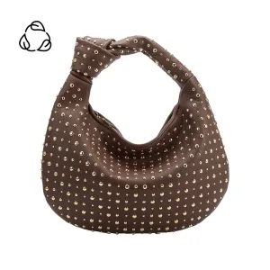 Brigitte Studded Chocolate Large Recycled Vegan Shoulder Bag - FINAL SALE