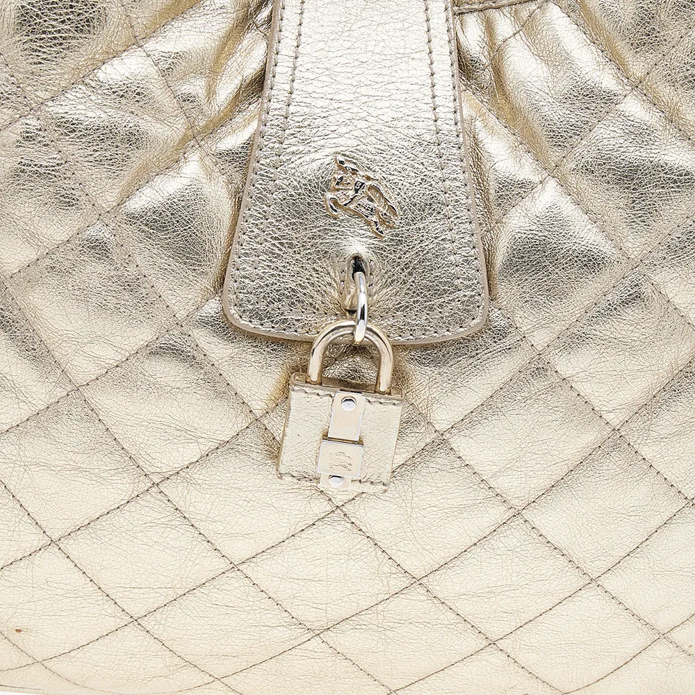 Burberry Metallic Gold Quilted Leather Brooke Hobo