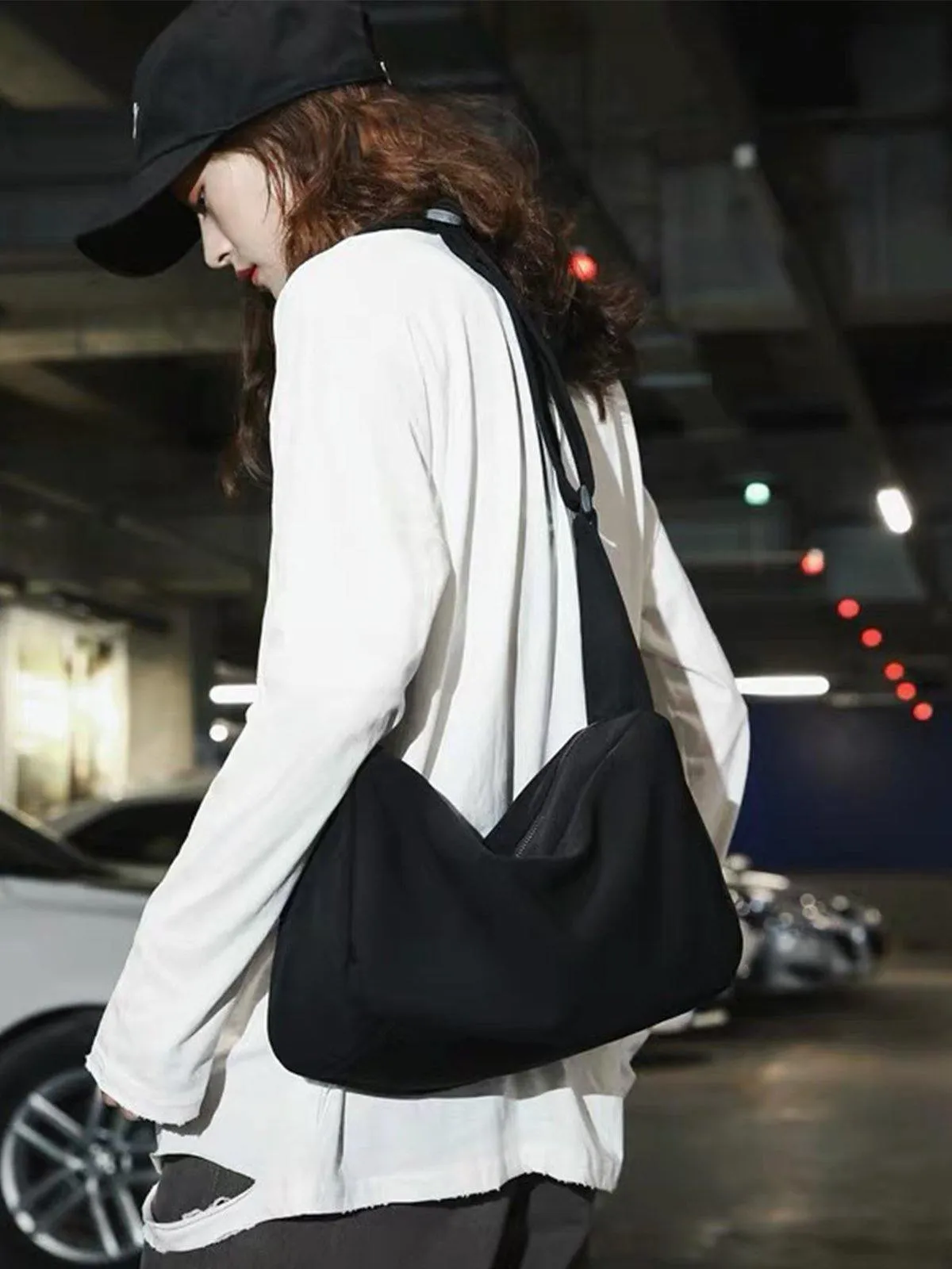 Canvas Hobo Bag - Black