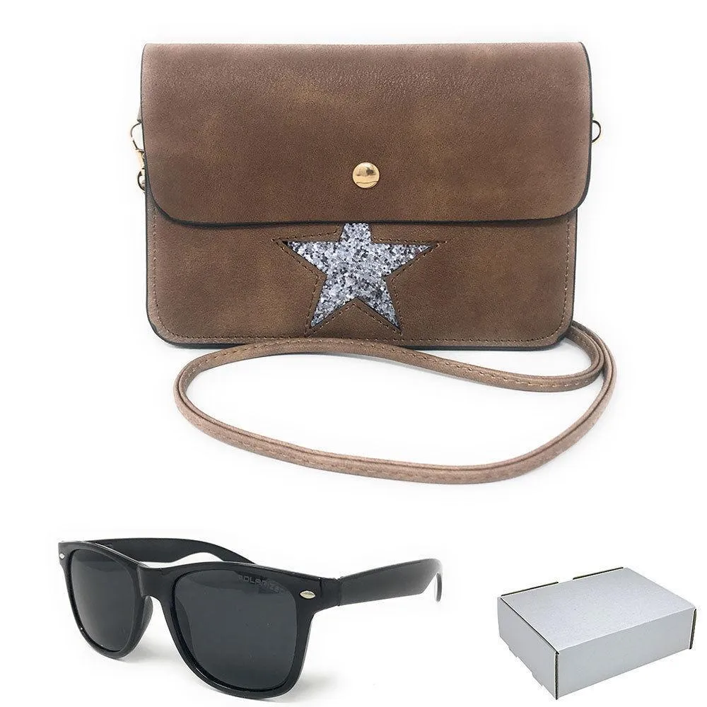 Casaba Designer Crossbody Bag Satchel & Sunglasses Gift Set For Women Mom Wife