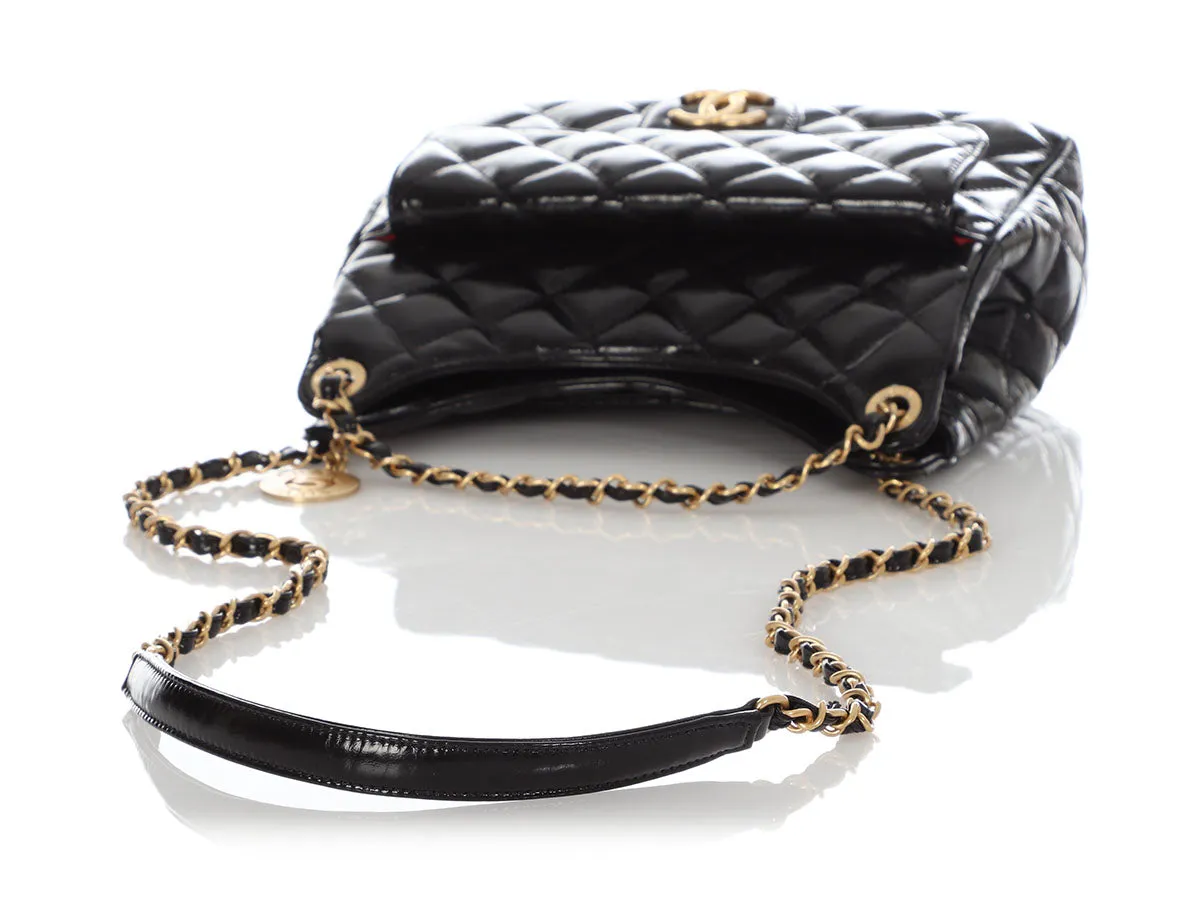 Chanel Black Soft Patent Wavy Hobo