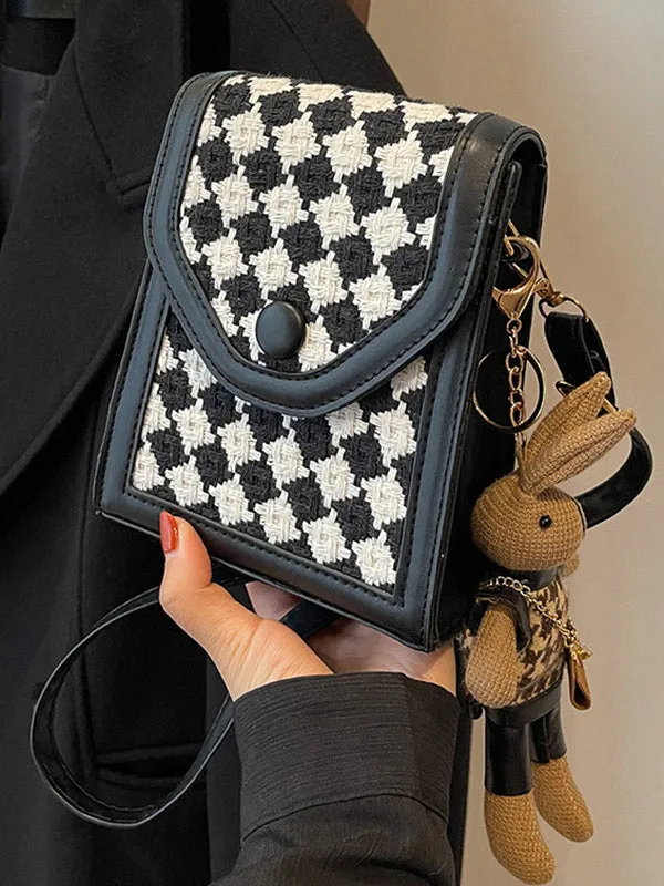 Checkerboard Contrast Color Bags Crossbody Bags