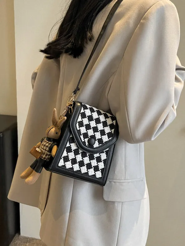 Checkerboard Contrast Color Bags Crossbody Bags