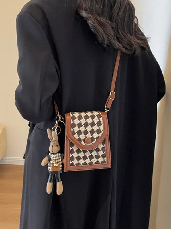 Checkerboard Contrast Color Bags Crossbody Bags