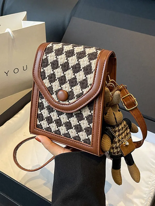 Checkerboard Contrast Color Bags Crossbody Bags