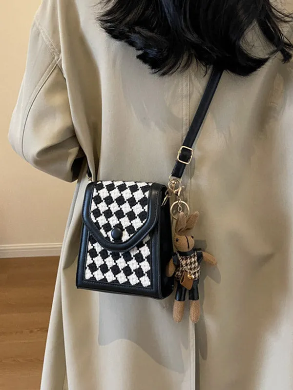 Checkerboard Contrast Color Bags Crossbody Bags