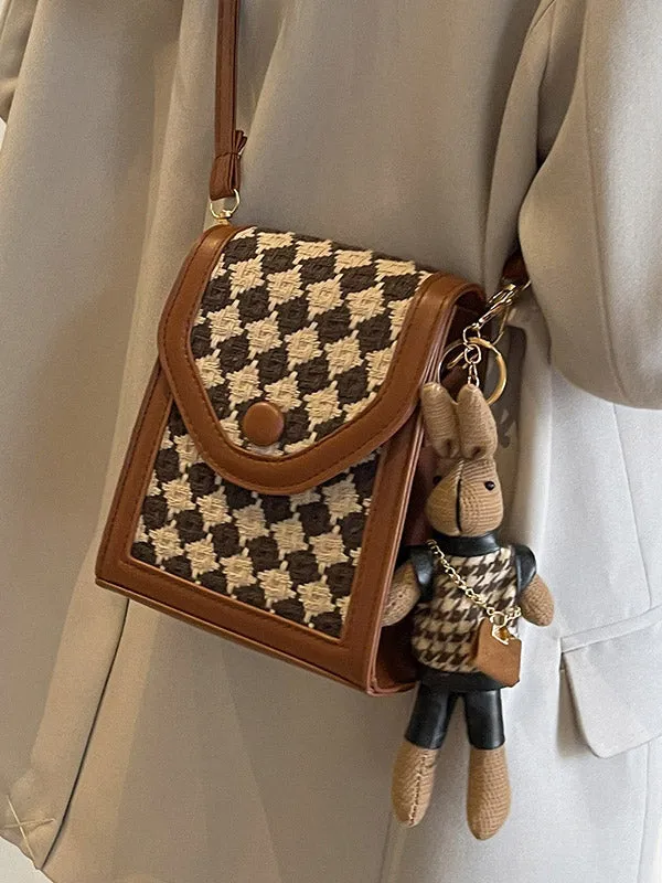 Checkerboard Contrast Color Bags Crossbody Bags