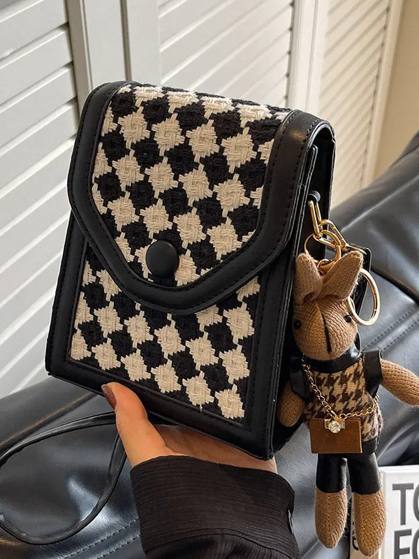 Checkerboard Contrast Color Bags Crossbody Bags