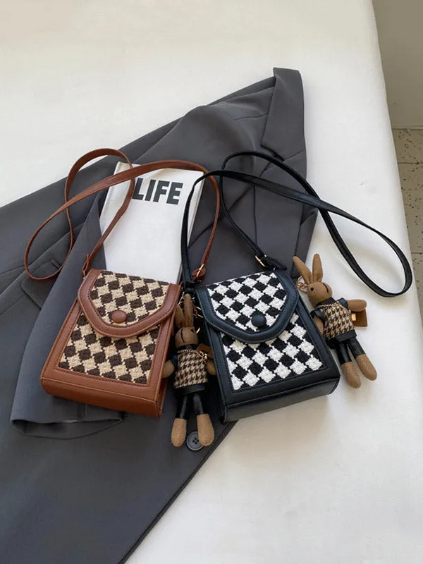 Checkerboard Contrast Color Bags Crossbody Bags