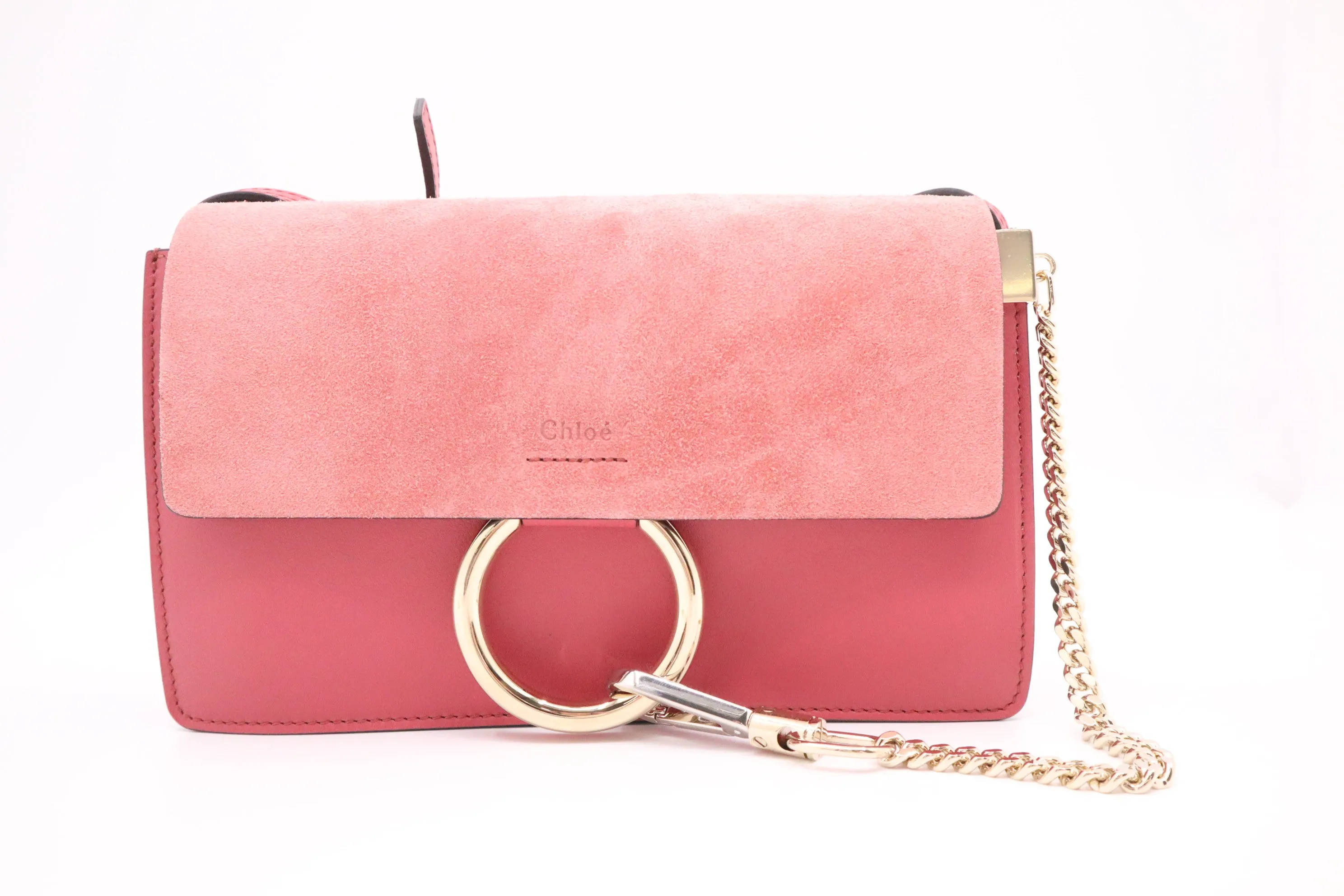 Chloe Faye Shoulder Bag in Peach Leather