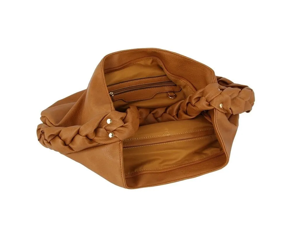 D0671 Braided Detail Soft Hobo Shoulder Bag