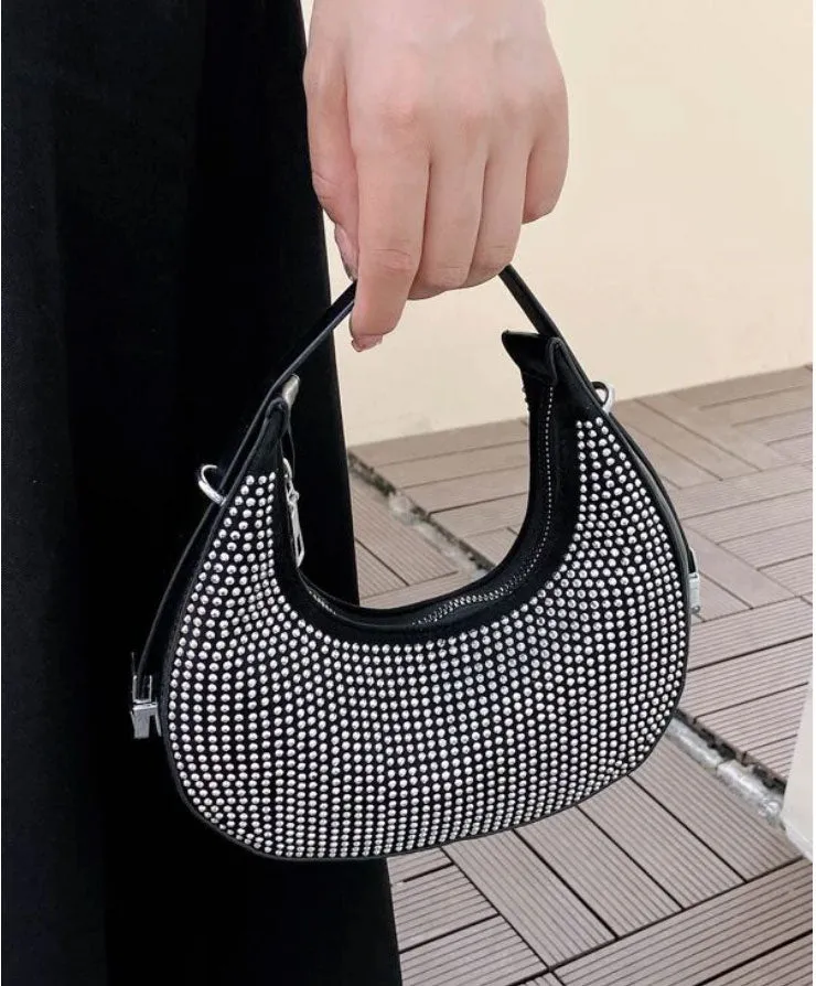 Diamond Decor Hobo Bag