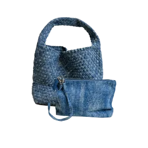 Diana Woven Denim Slouchy Shoulder Bag