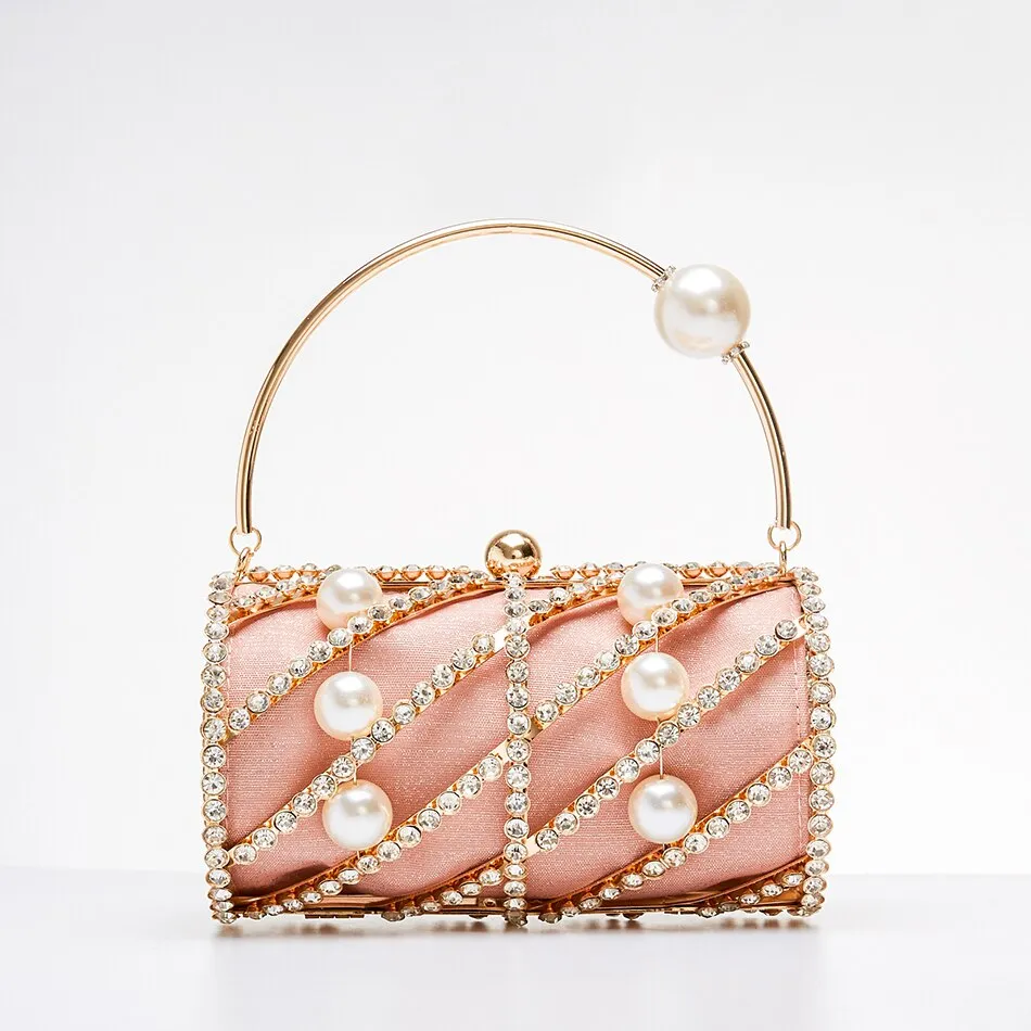 Embellished Hollow Out Metal Cage Barrel Bag