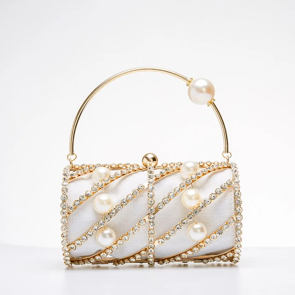 Embellished Hollow Out Metal Cage Barrel Bag