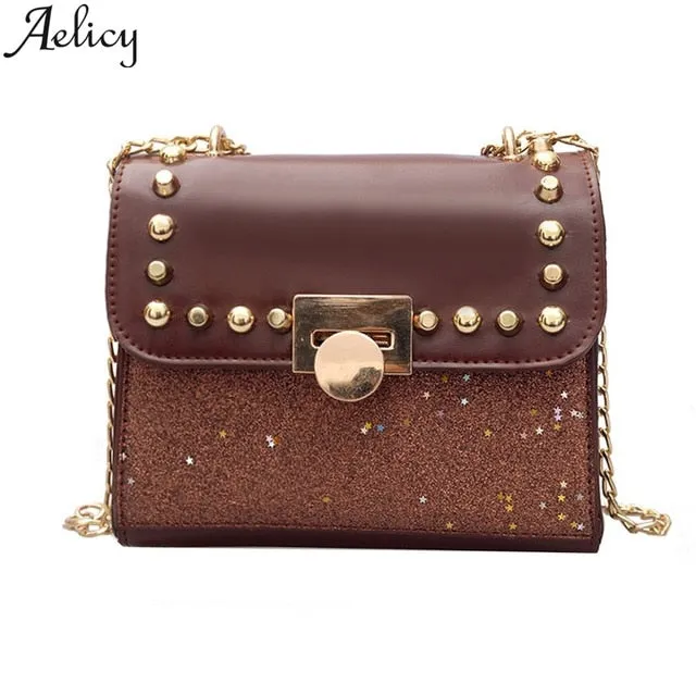 Fashion Sequins Leather Shoulder Bags