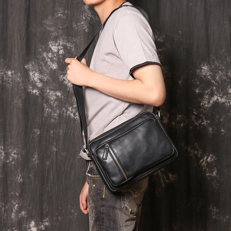 Full Grain Leather Shoulder Bag  Messenger Bag Casual Crossbody Bag