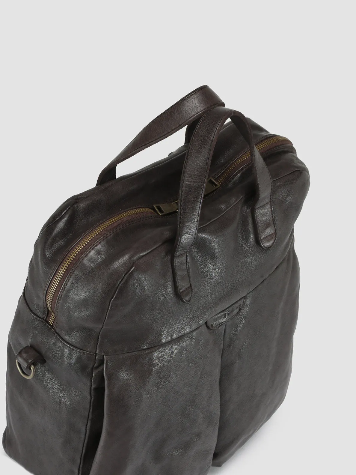 HELMET 041 - Brown Leather Handle Bag