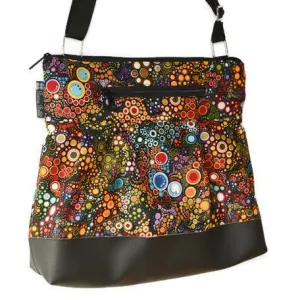 Hobo Purse Cross Body - Shoulder Bag with Faux Leather - Happy Fabric