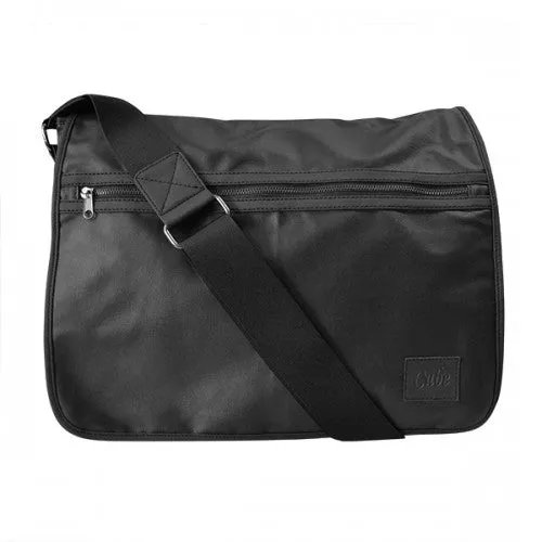 JAMIESON - Mens Black Faux Leather Messenger Bag