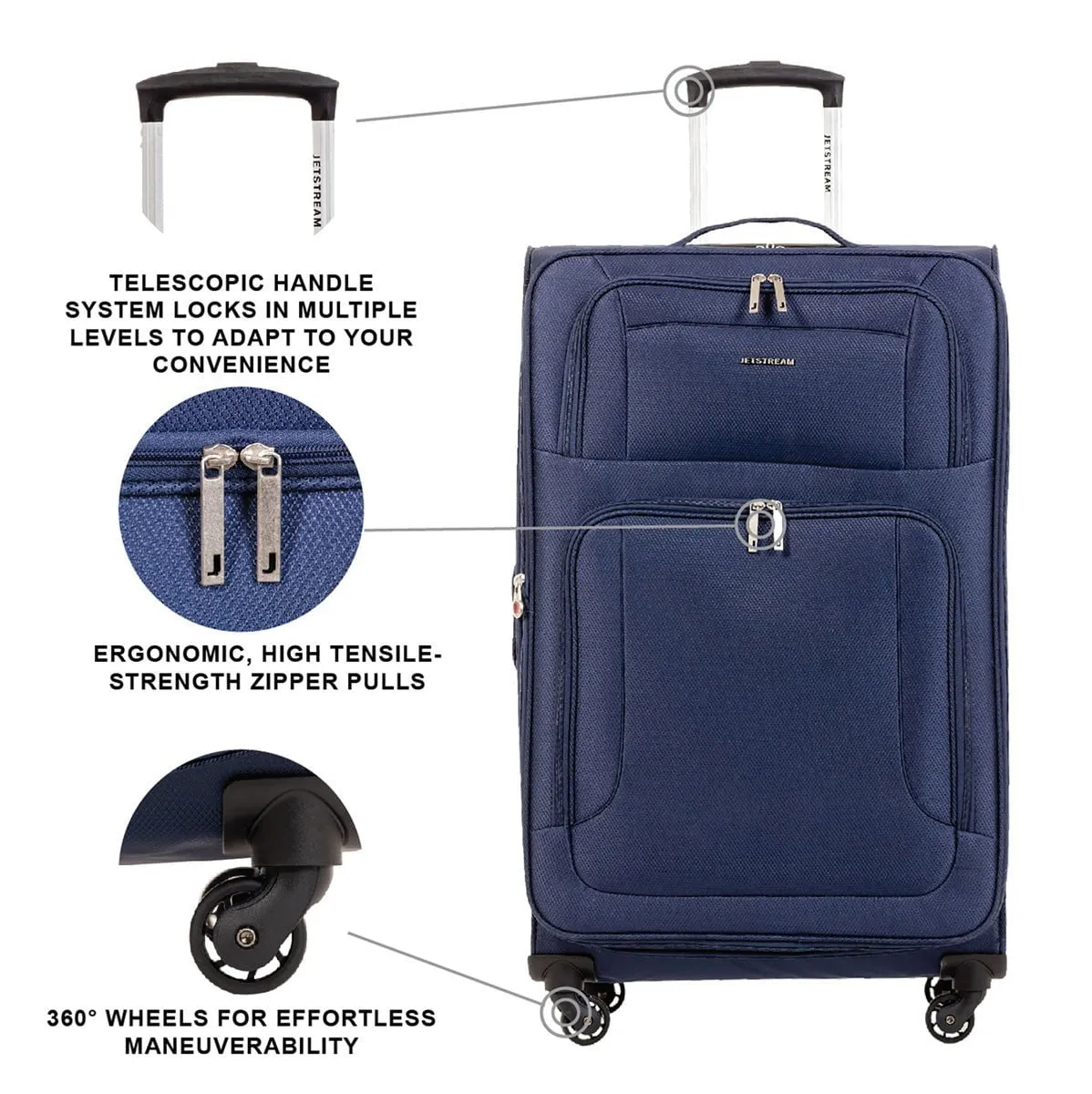 Jetstream 3 Piece Spinner Expandable Luggage Set