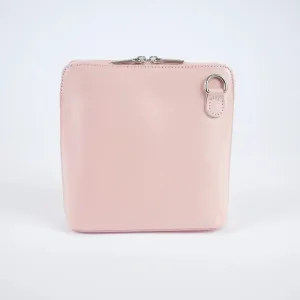 Light Pink Mini Structured Italian Leather Crossbody Bag