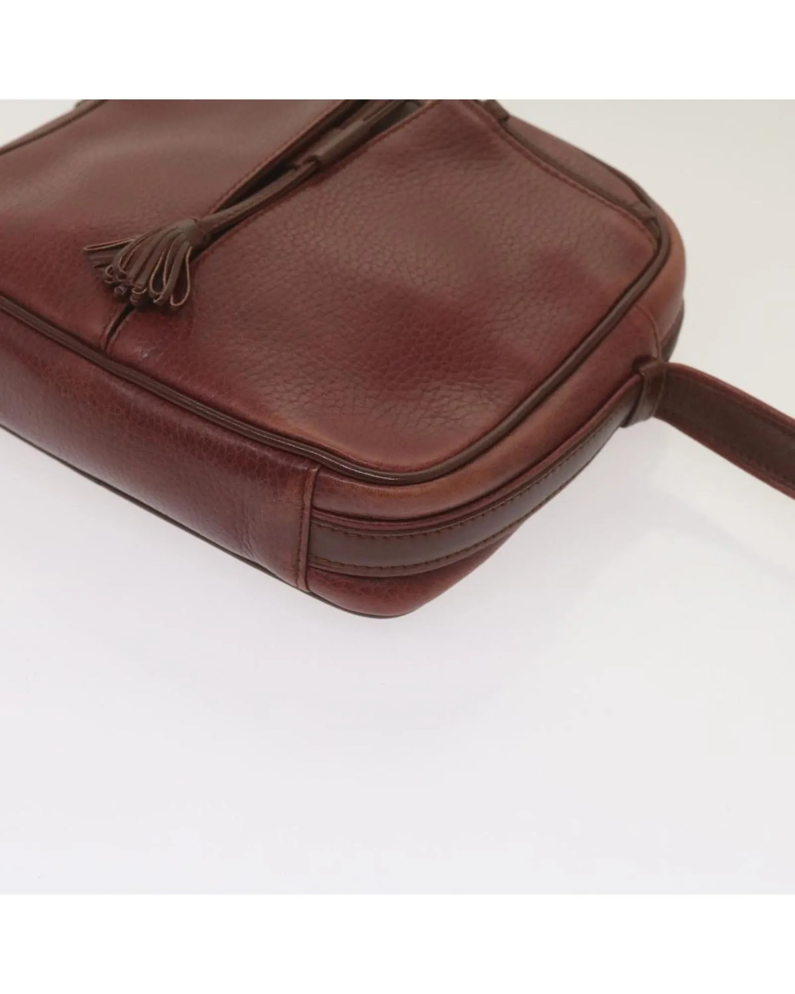 Luxury Wine Red Leather Shoulder Bag by Cartier - Authentic