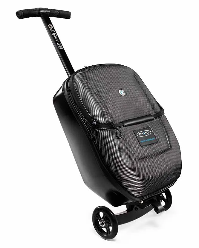 Micro Luggage Black Cabin-sized carry-on with Built in Scooter