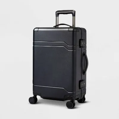 New - Signature Hardside Trunk Carry On Spinner Suitcase Black - Open Story