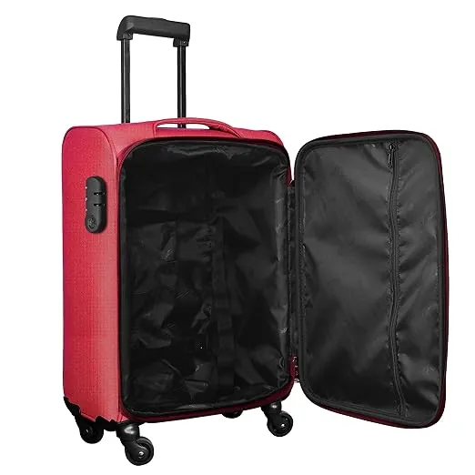 OPTIMA Prion Softside Expandable Roller Luggage, Red, 3-Piece Set (20/24/28)