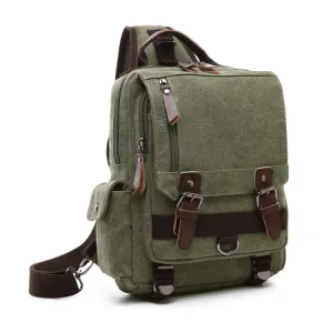 Outdoor Travel Messenger Canvas Chest Bag, Color: Green