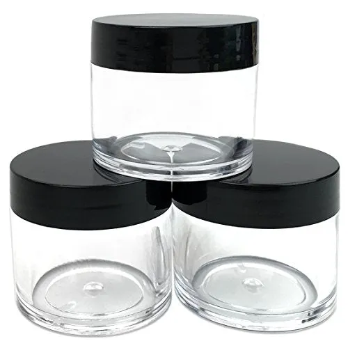 (Quantity: 12 Pieces) Beauticom 30G/30ML (1 Oz) Round Clear Jars with Black Lids for Pills, Medication, Ointments and Other Beauty and Health Aids - BPA Free