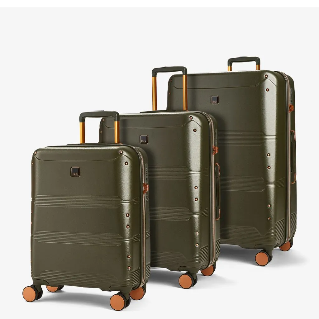 Rock Mayfair 3 Piece Hardsided Exp Luggage - Khaki