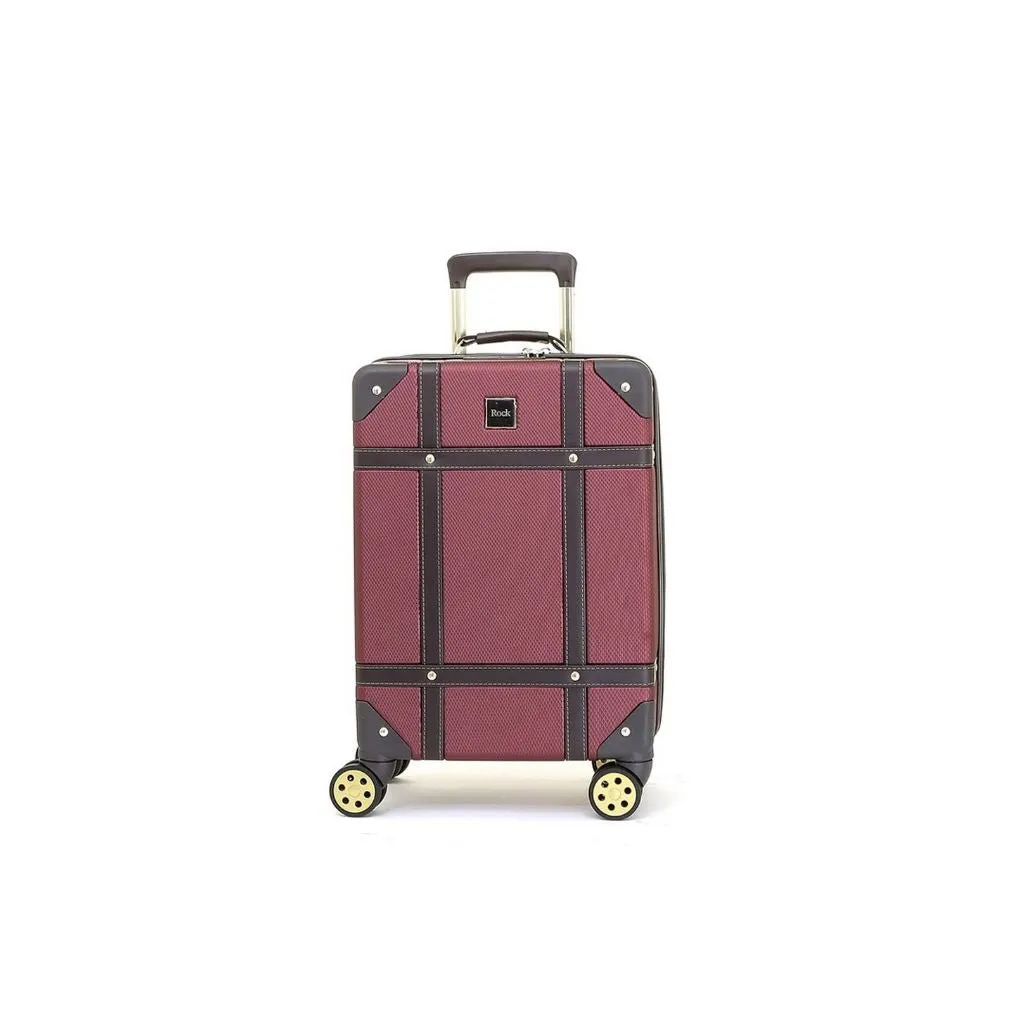 Rock Vintage 3 Piece Hardsided Luggage Set - Burgundy