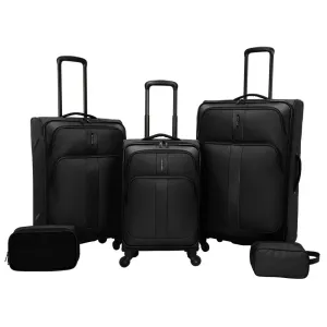 Skyline Softside 5pc Spinner Luggage Set - Black