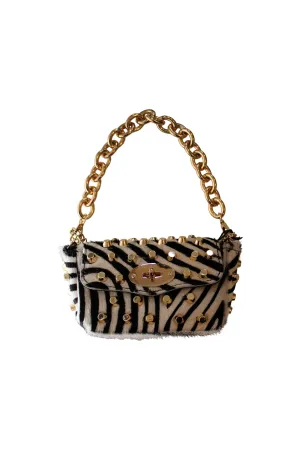 Stefano Ghilardi Martha Brochie Leather Bag | Zebra Print