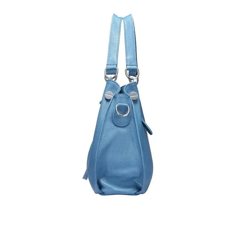 Tassel Detail Genuine Leather Shoulder Bag