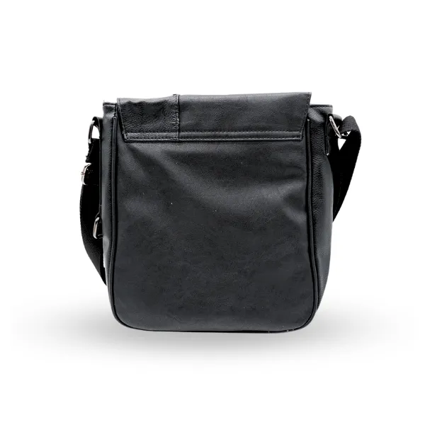 Tatum - Mens Black Faux Leather Messenger Bag