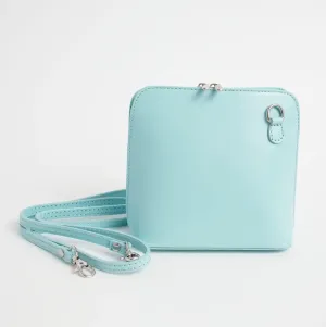 Teal Mini Structured Italian Leather Crossbody Bag